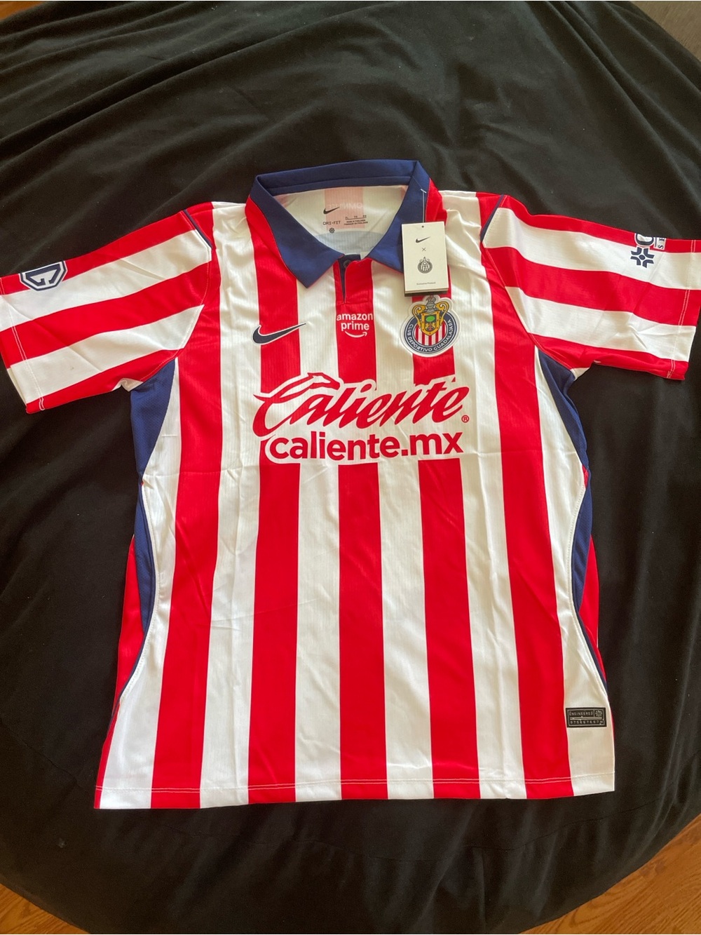 Nike Red & White Striped Soccer Jersey with Team Crest